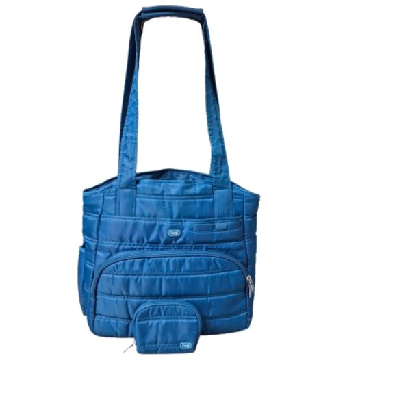 Lug Blue Quilted Travel Bag with Matching Zippered Change Purse - Picture 1 of 16